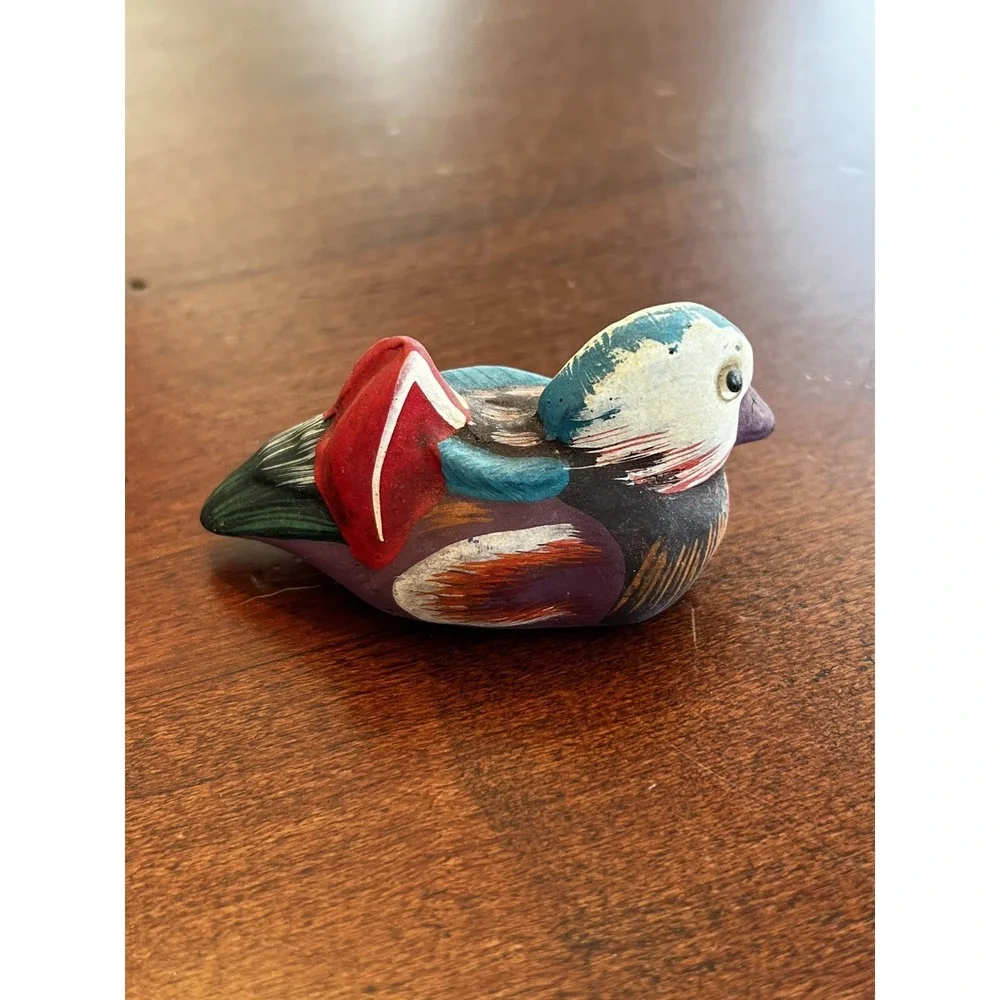 Set of 4 Vtg Hand Carved Painted Wood Duck Figurines Folk‎ Art Hunting Decor